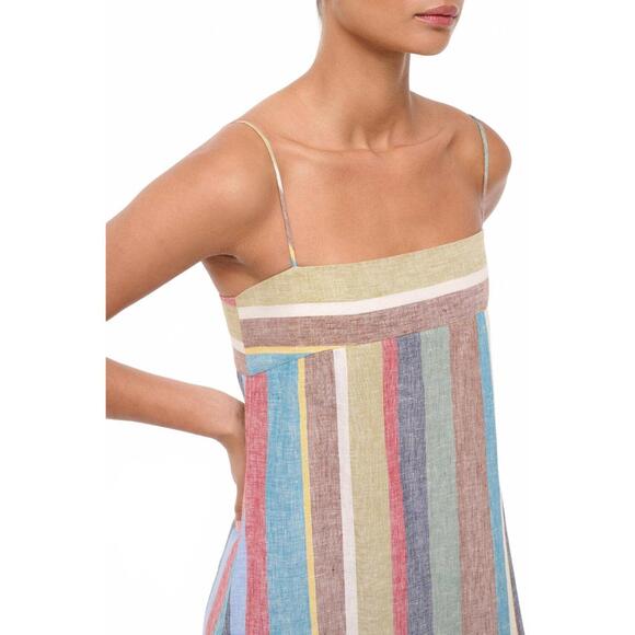 NEW STAUD laura linen dress in multi - www.joarbit.com